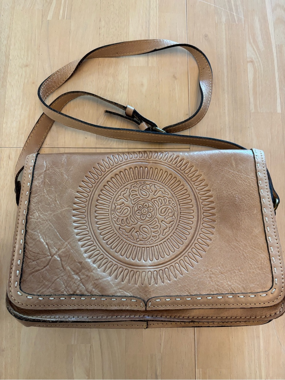 Patricia Nash Tan Embossed Crossbody Bag Francesca